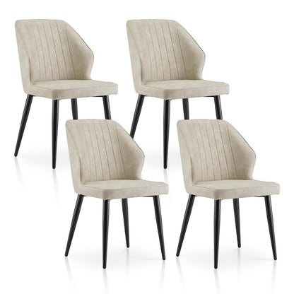 Esszimmerstühle Set 4er, Polsterstuhl Modern Creme in Lederoptik