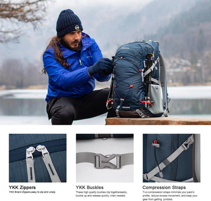 40L Wanderrucksack Herren Damen Trekkingrucksack Outdoor Rucksack Blau