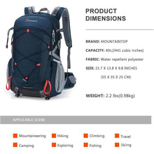 40L Trekkingrucksack Blau Orange - Outdoor Rucksack für Wandern & Reisen