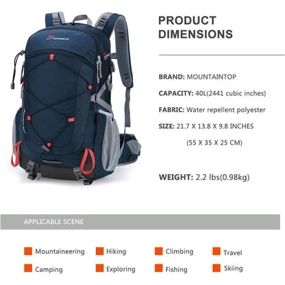 40L Trekkingrucksack Blau Orange - Outdoor Rucksack für Wandern & Reisen