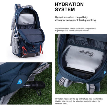 40L Trekkingrucksack Blau Orange - Outdoor Rucksack für Wandern & Reisen