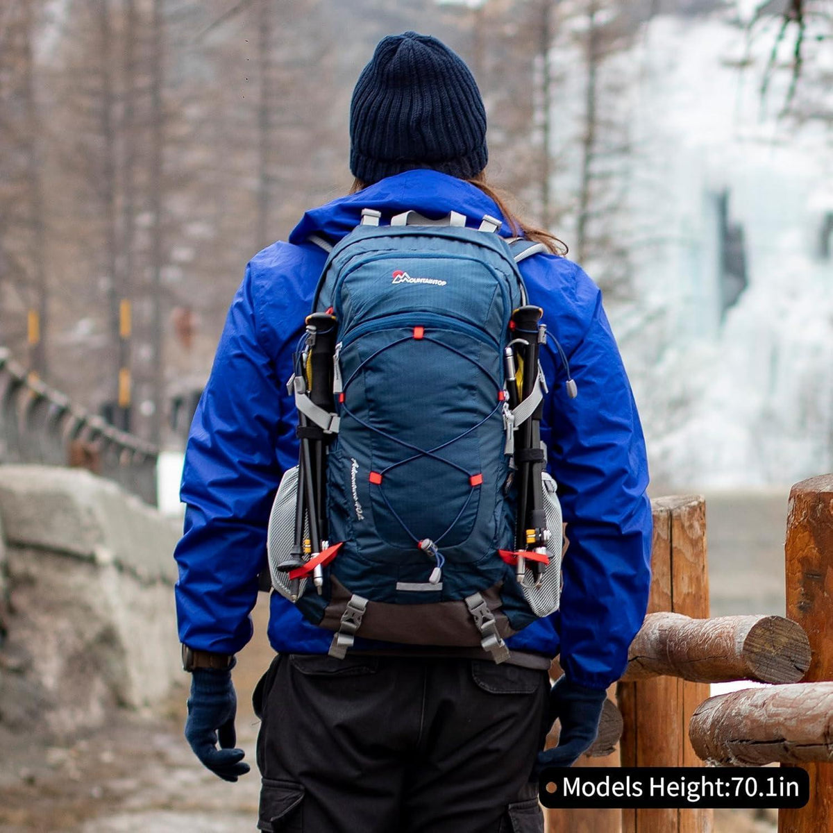 40L Trekkingrucksack Blau Orange - Outdoor Rucksack für Wandern & Reisen