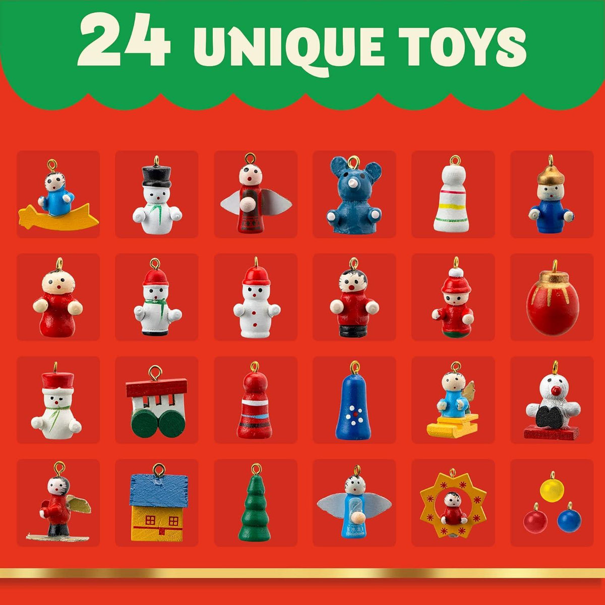 JOYIN Adventskalender 2024 mit Hölzernen Weihnachtsbaum und