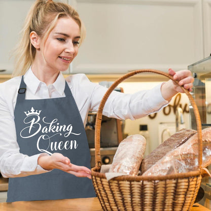 Lustige Backschürze für Frauen mit verstellbarem Nackenband und extra langen Taillenbändern, Baking Queen