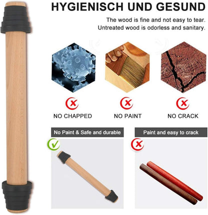 Nudelholz Buchenholz mit Dicken Ringen 5 Größen 40 cm