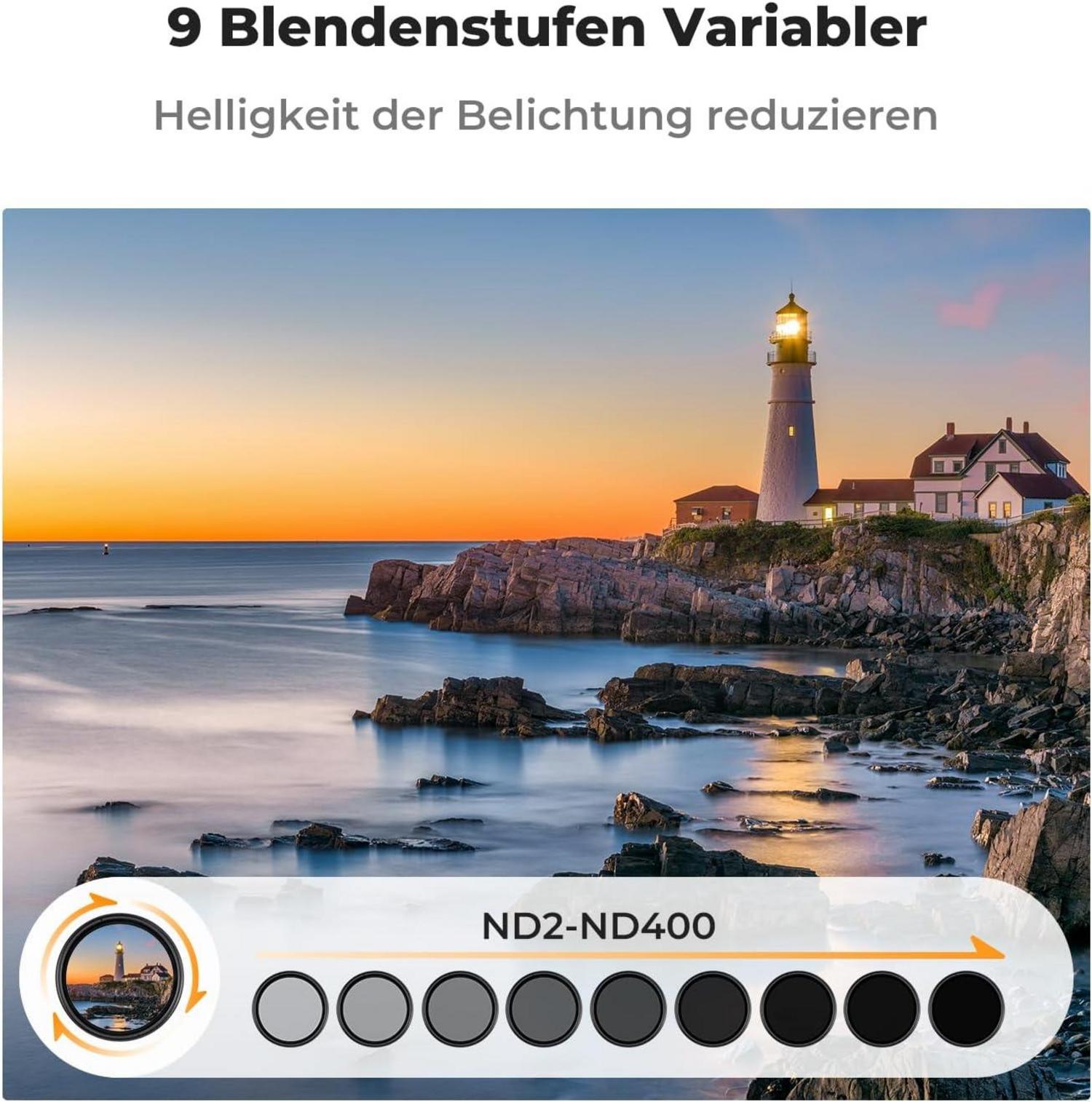 62mm ND Filter Variabler Graufilter ND2-400 (1-9