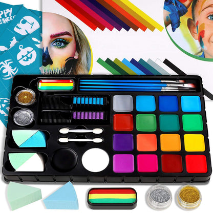 18 lebendige Farben für Kinder Schminke Fasching & Make-up Palette mit