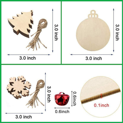 30 Stück Weihnachtsanhänger Holz Scheiben Schneeflocke zum
