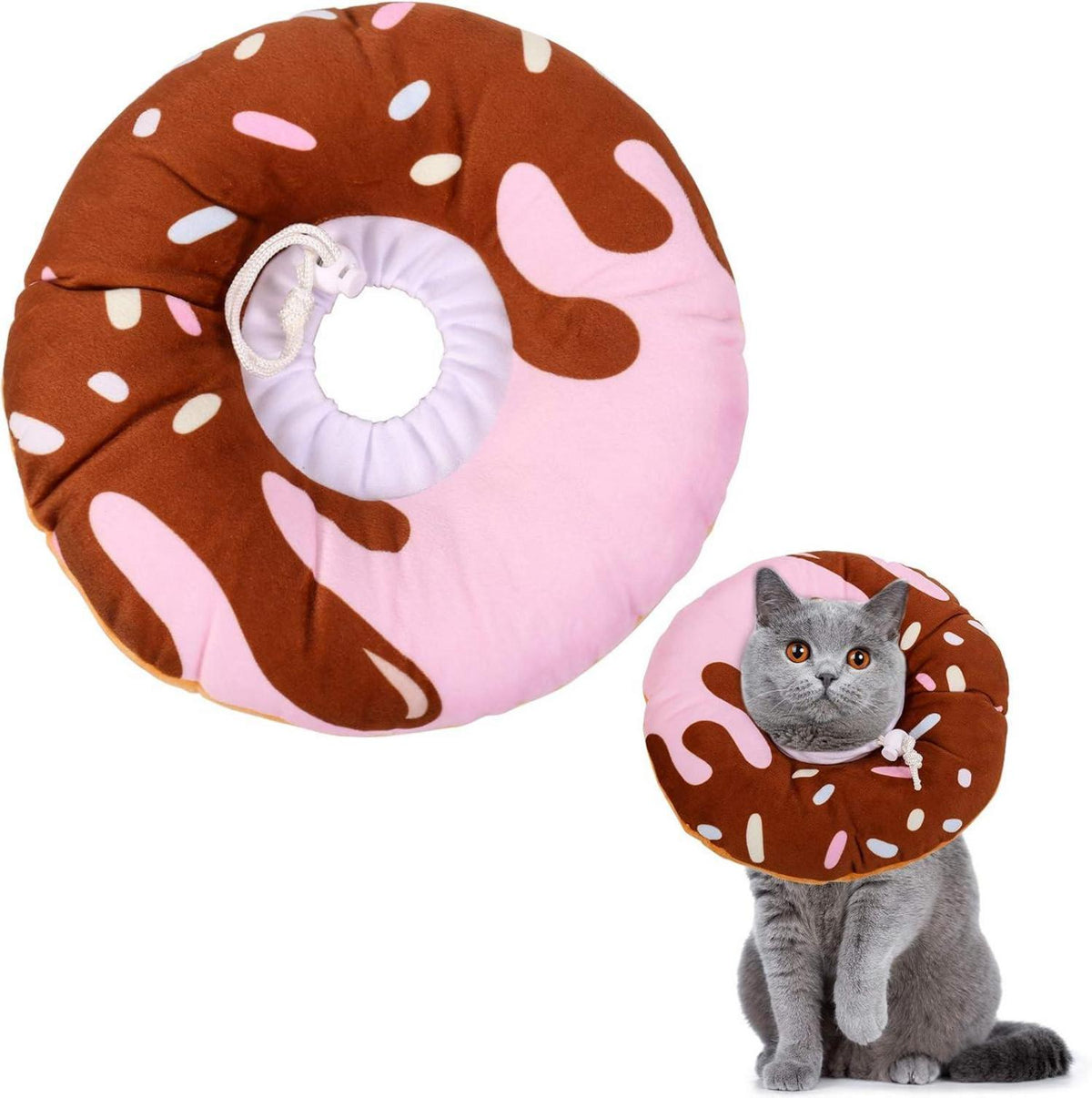Leckschutz Halskrause für Katzen in Schokoladen Donut Design