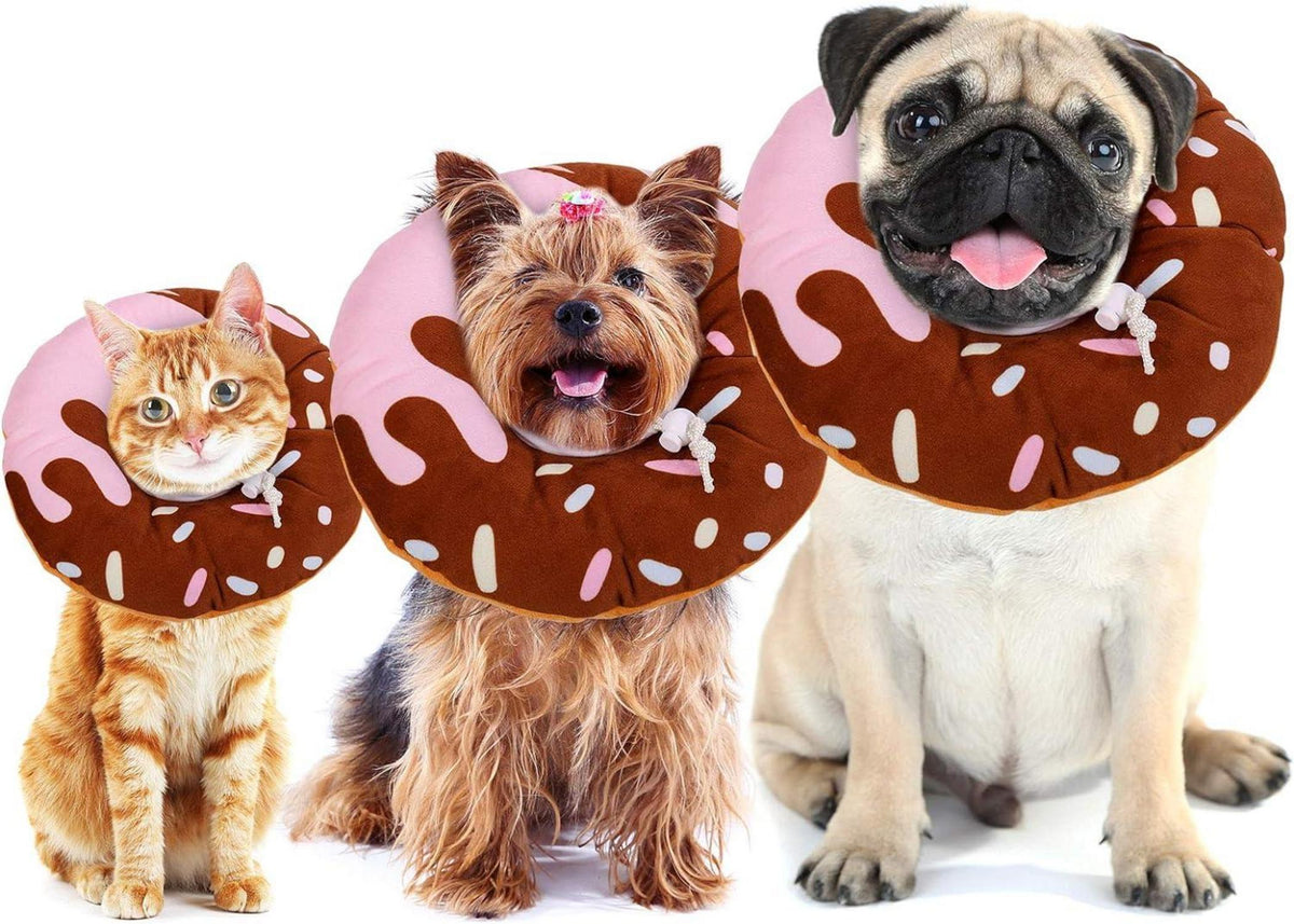 Weicher Katzenkragen Leckschutz Halskrause Schutzkragen Schokoladen Donut