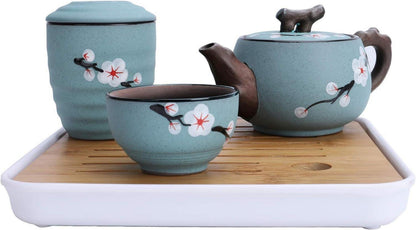 Japanisches Kirschblüte Zisha Tee-Set 6tlg. mit Reisetasche