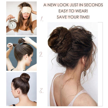 Welliges Haarverlängerung Scrunchie – Hellrosa Dutt Haarteil