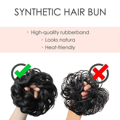 Welliges Haarverlängerung Scrunchie – Hellrosa Dutt Haarteil