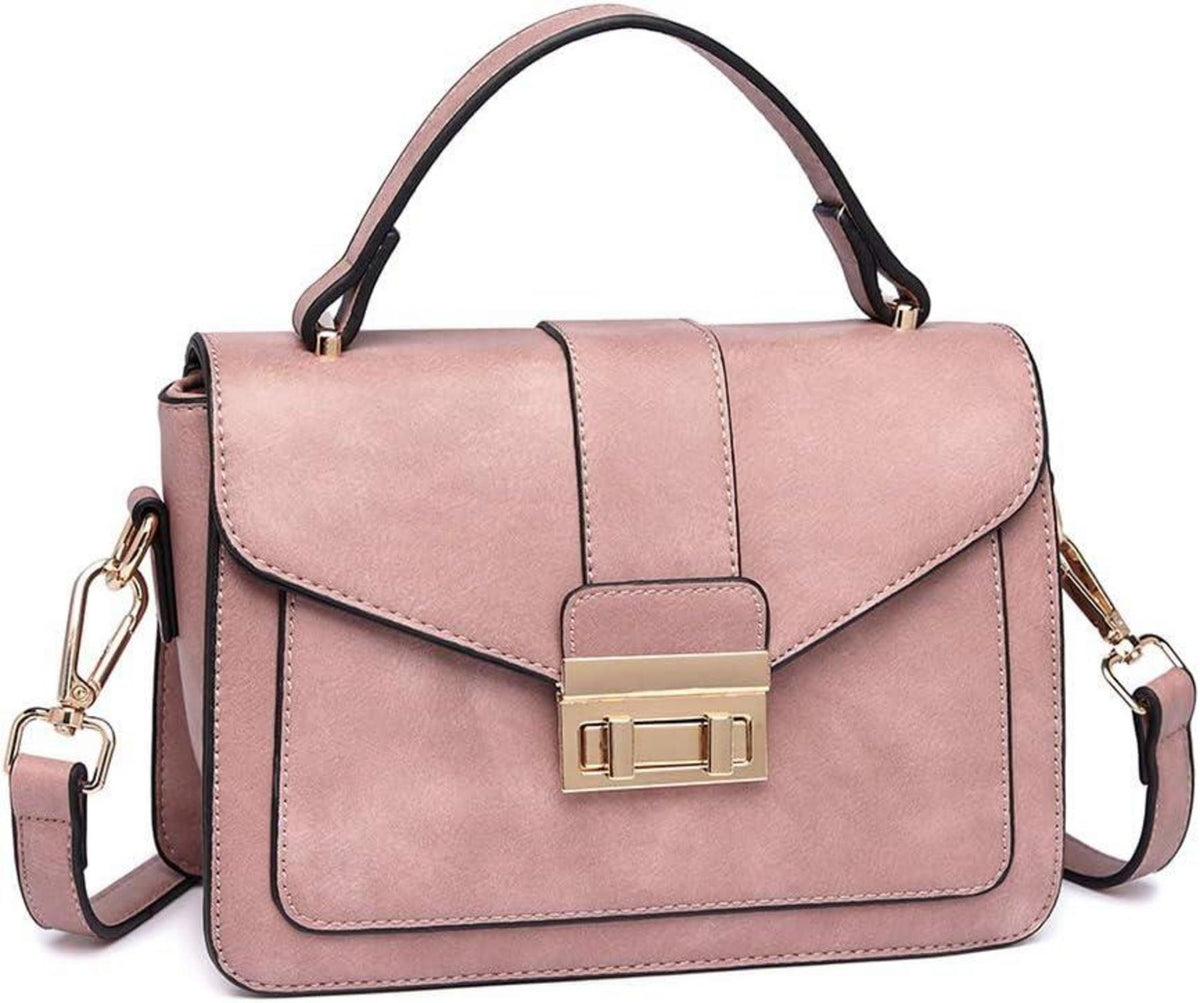 Elegante Damen Umhängetasche Klein Pink PU Leder