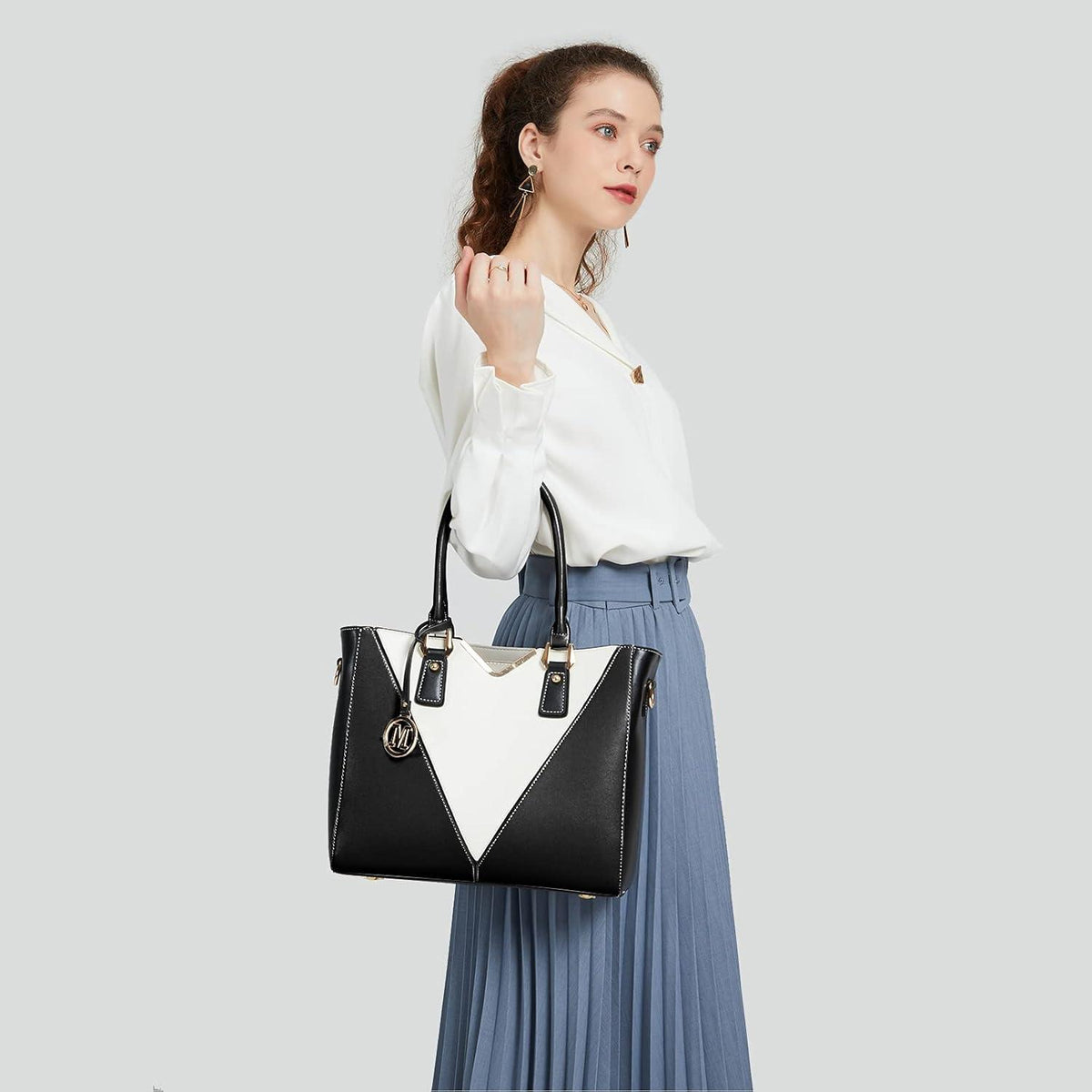 Miss Lulu Damen Handtasche V-förmiges Design Schultertasche