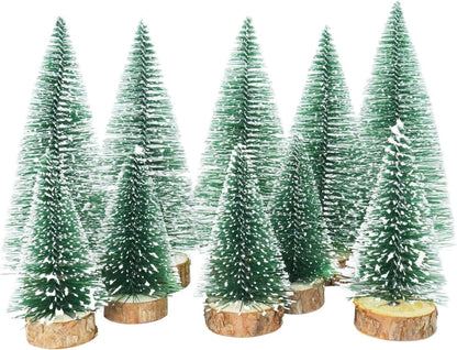 Mini Weihnachtsbäume mit Schnee-Effekt 10er Set für Winterdeko