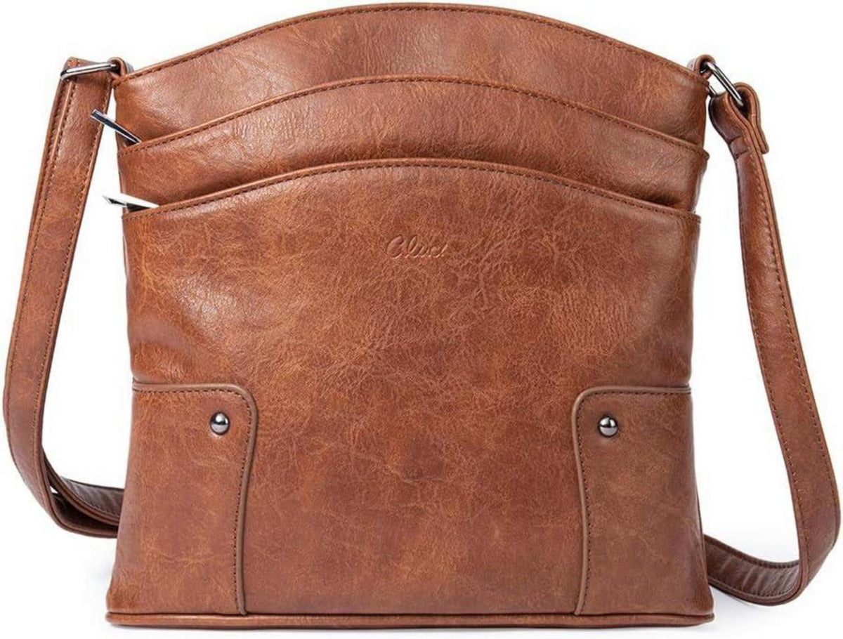Umhängetasche Damen Crossbody Clutch Dunkelbraun PU-Leder