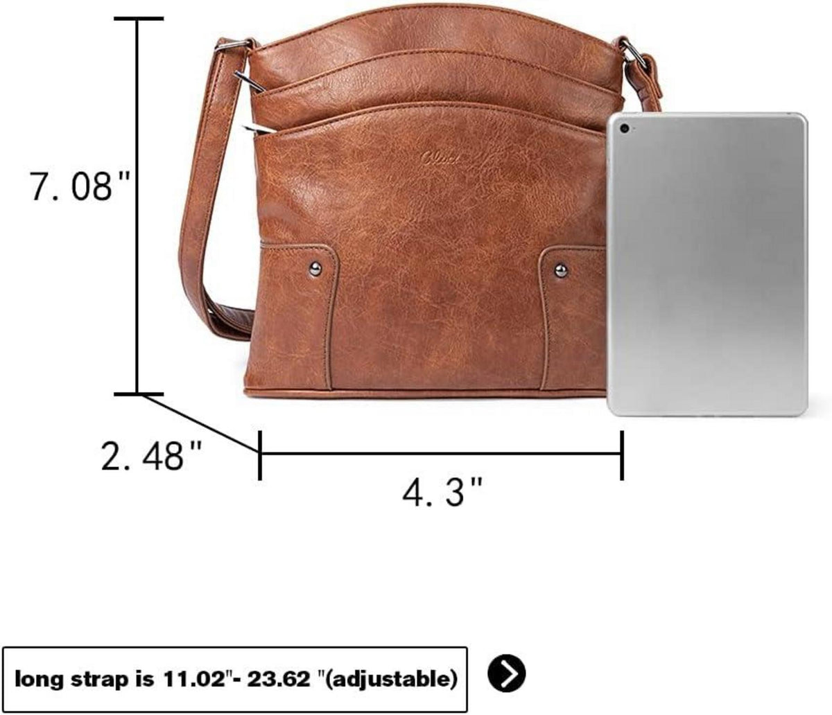 CLUCI Umhängetasche Damen Crossbody Handytasche Dunkelbraun