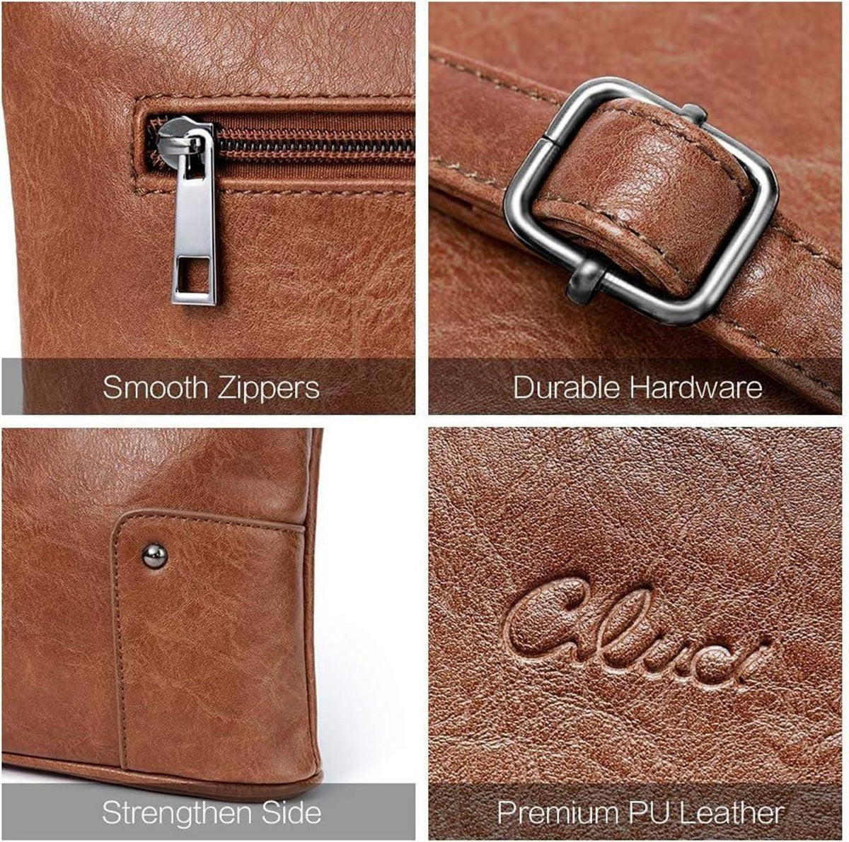 CLUCI Umhängetasche Damen Crossbody Clutch Dunkelbraun Vintage-Stil