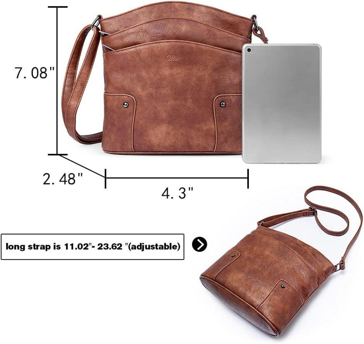CLUCI Umhängetasche Klein Crossbody Geldbörse Mokka Braun
