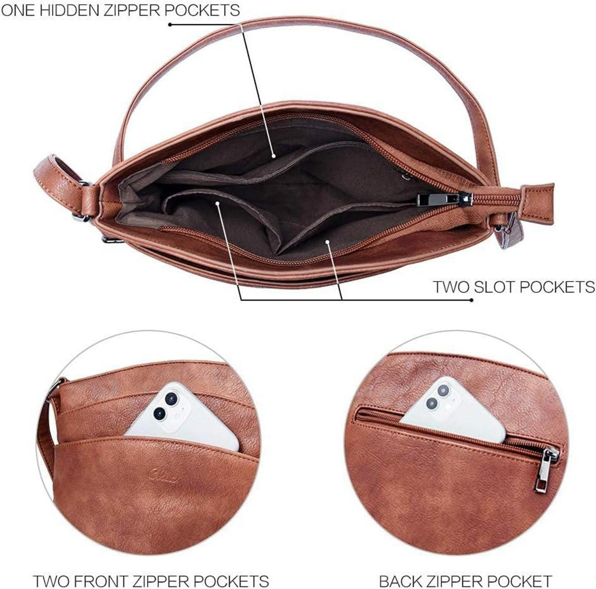 CLUCI Umhängetasche Damen Klein Crossbody Mokka Braun PU-Leder