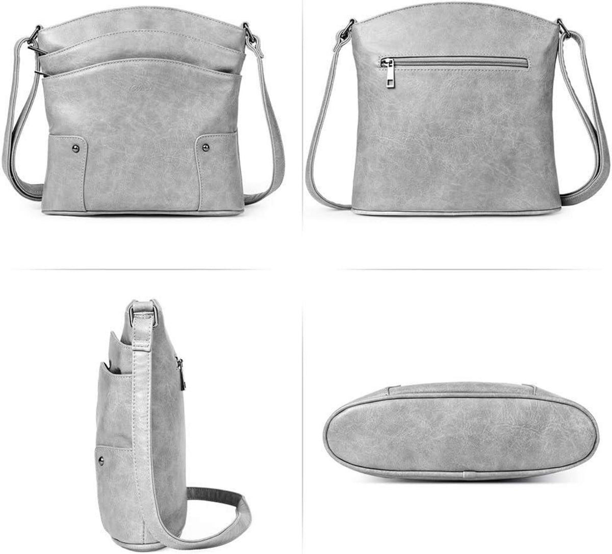 CLUCI Damen Umhängetasche Crossbody Grau Geldbörse PU-Leder