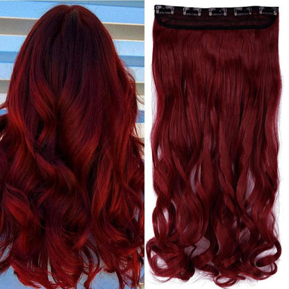 Gewellte Haarverlängerung Dunkelrot 60cm – Clip-in Haarteil