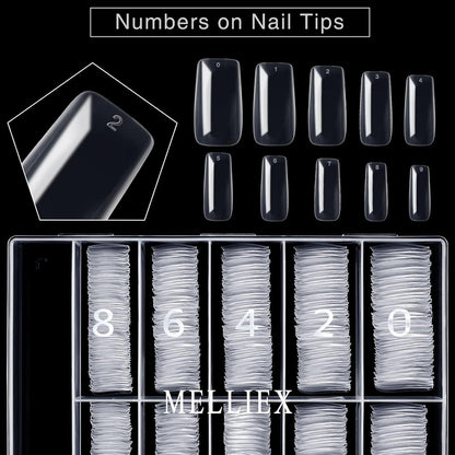 500 Acryl Nagelspitzen Transparent – Falsche Nägel für Maniküre