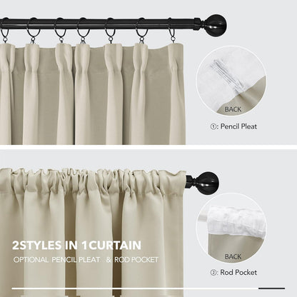 Verdunkelungsvorhang Set Hellbeige 229x229cm - Thermogardine Schallschutz