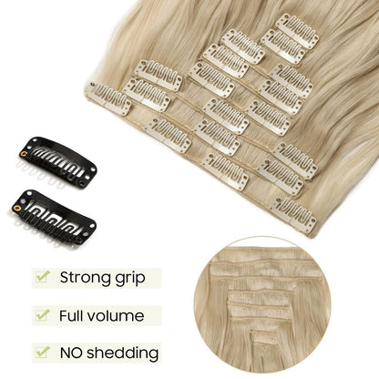 Welliges Haarverlängerung Set – 60cm, Gebleichtes Blond