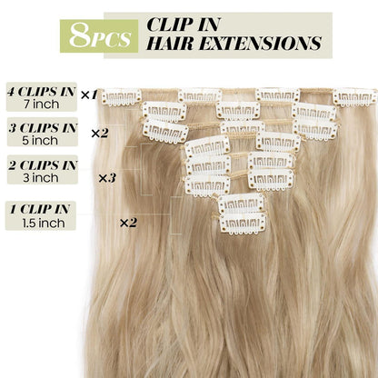 Welliges Haarverlängerung Set – 60cm Sandblond & Bleichblond