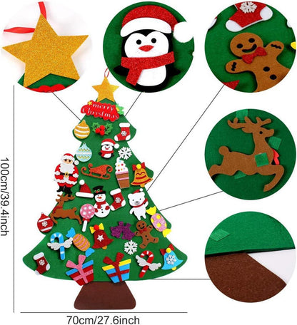 Filz Weihnachtsbaum Kinder DIY Goldpulver 28 Ornamente 39 Zoll