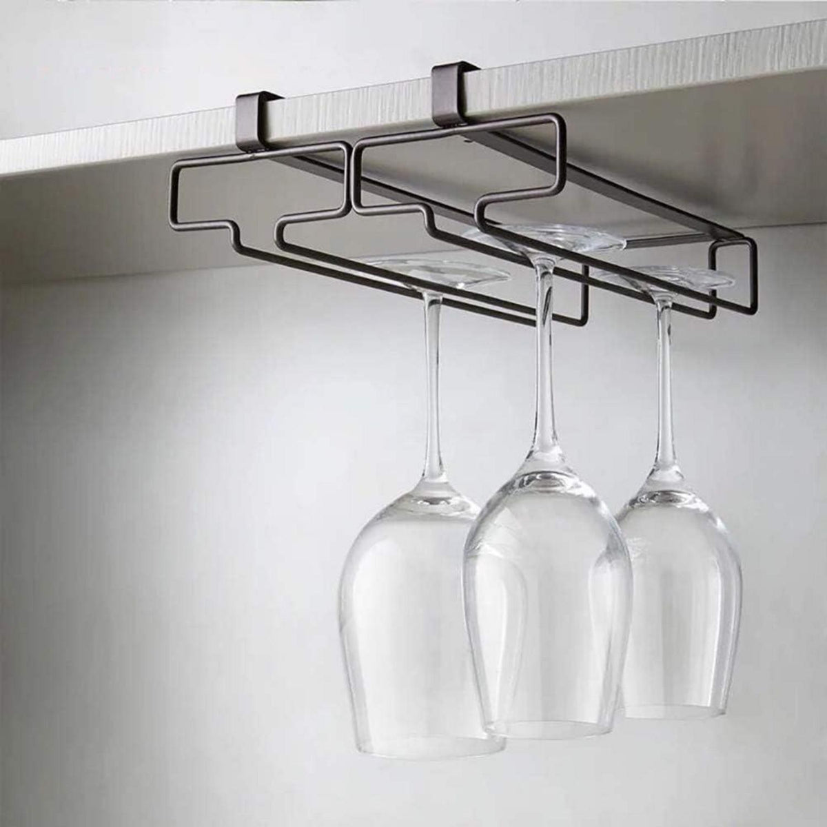 YunNasi Weinglashalter Metall Schiene Halter Unter Schrank Glas Rack 2er Pack Braun
