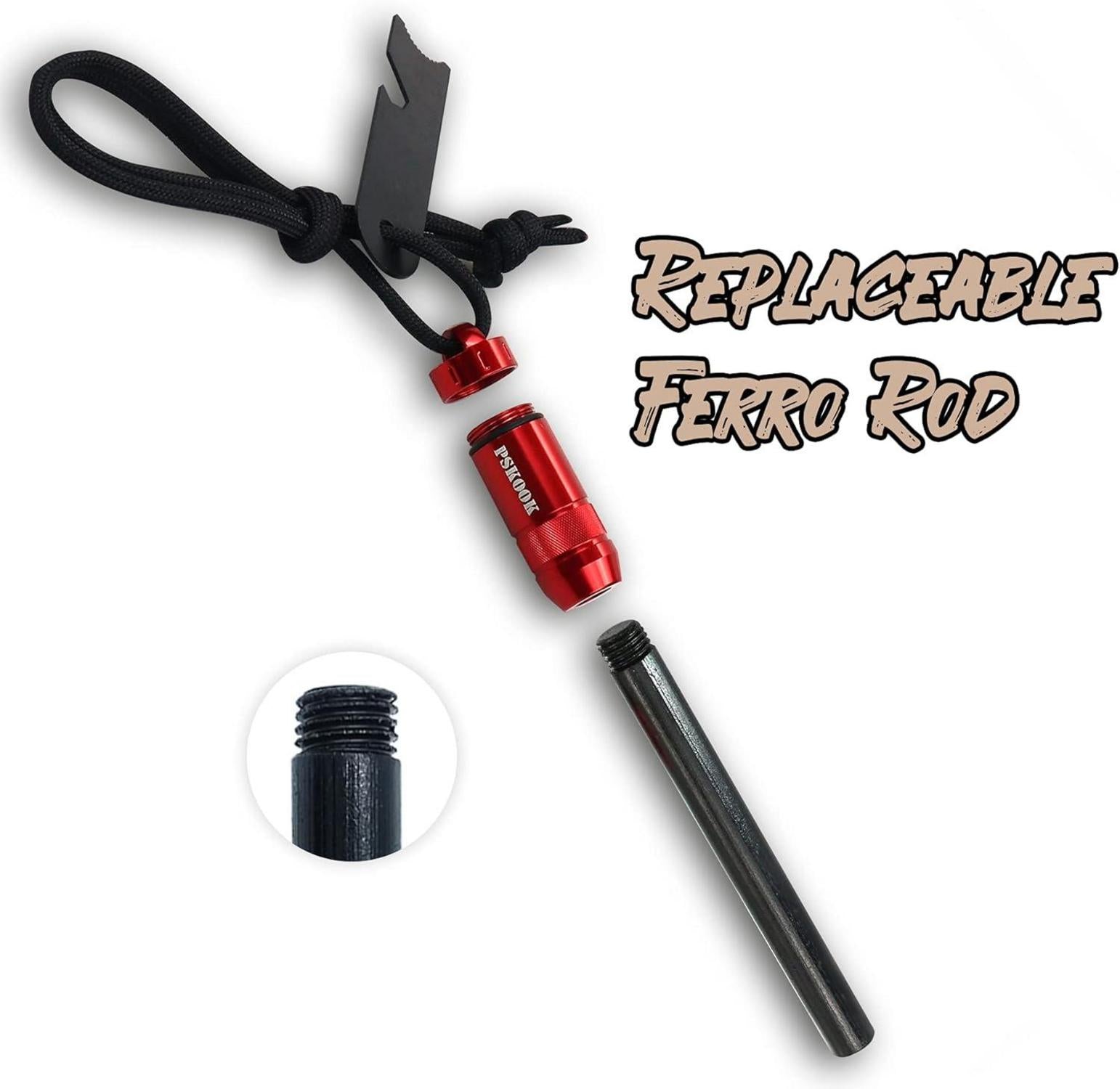 PSKOOK Fire Starter Kit Magnesium Ferrocium Rod Bushcraft Survival Kit