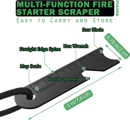 PSKOOK Fire Starter Kit Magnesium Ferrocium Rod Bushcraft Survival Kit