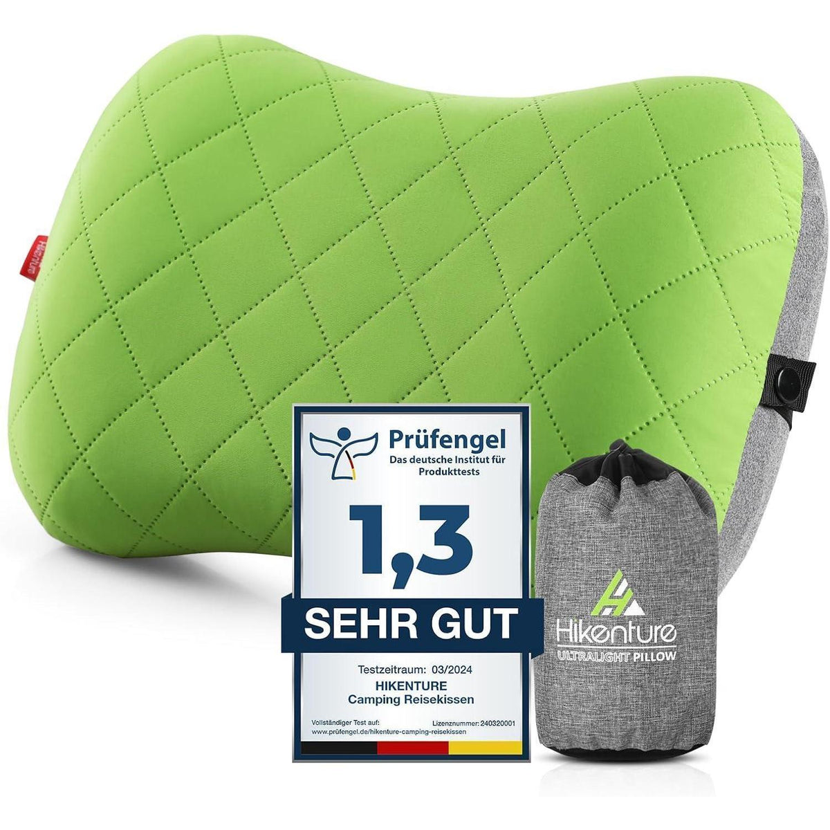 Aufblasbares Reisekissen mit abnehmbarem Bezug, Grün