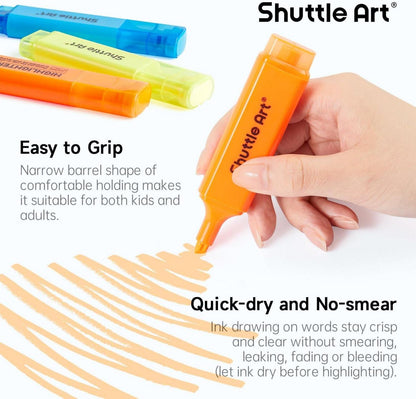 Textmarker Set 8 Farben Meißelspitze fluoreszierend Marker: ideal für Arbeit, Schule, Design. Schnell