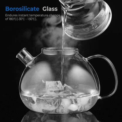 Teekanne Glas 2000ml mit Stövchen & Edelstahl-Sieb