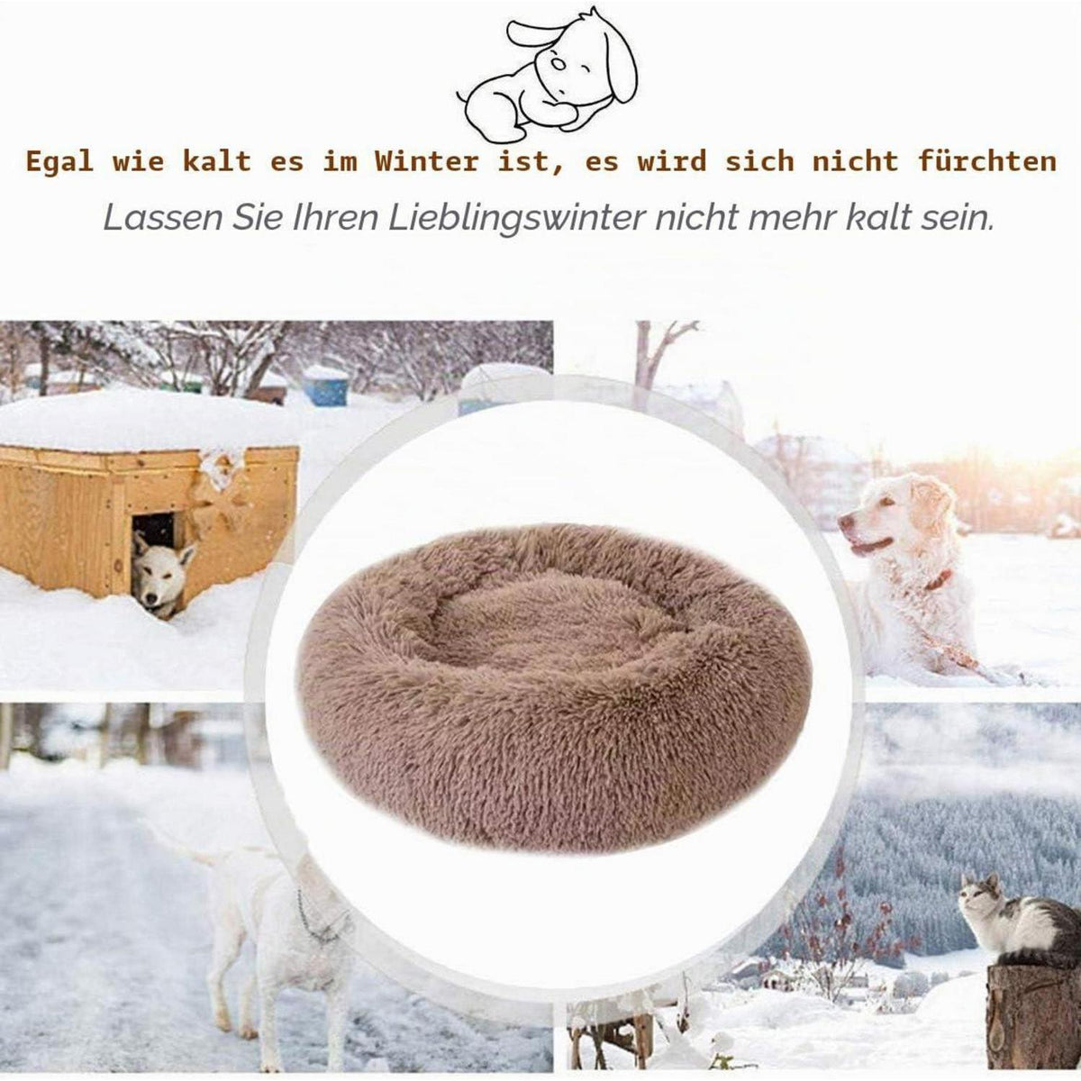 Flauschiges Hundebett Orthopädisch Braun L 110x110x20 cm