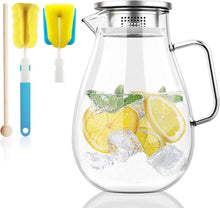 Glaskrug mit Filter, Deckel, Rührstab, Reinigungsbürste 2000ml