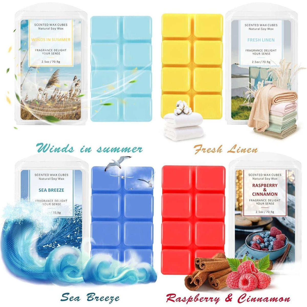 Duftwachs Sojawachs Würfel 8er Set Sea Breeze & Sommerdüfte