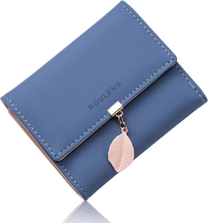 RFID Damen Geldbeutel Klein PU Leder Brieftasche Blau