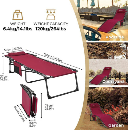 Campingliege Sonnenliege klappbar 5-Stufig verstellbar Liege mit