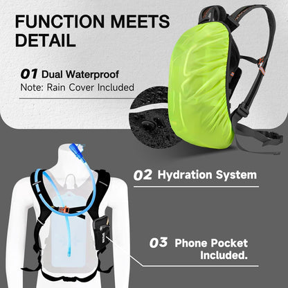 Fahrradrucksack 20-30L wasserdicht ultraleicht mit Regenschutz