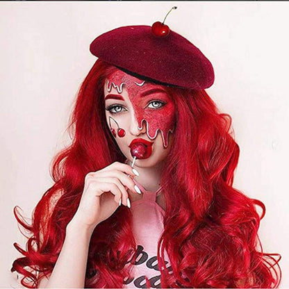 Lange rote gewellte Damenperücke – Cosplay & Party Perücke