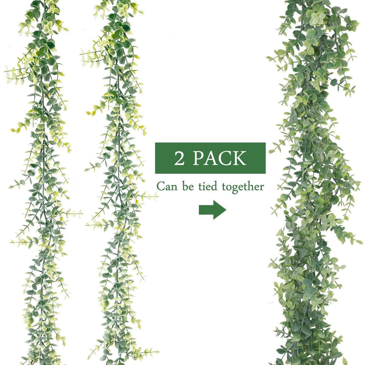 Eukalyptus Girlande 2er Set | Künstliche Pflanzen Deko 2x1,8m