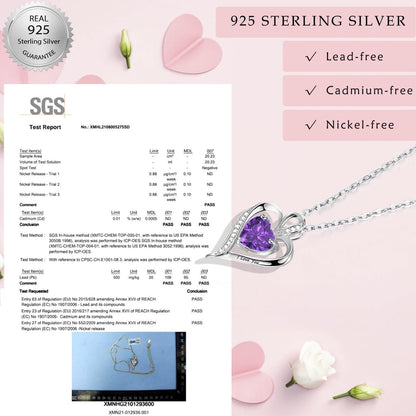 Silber Herz Kette Damen "I love you" Gravur & Geburtsstein