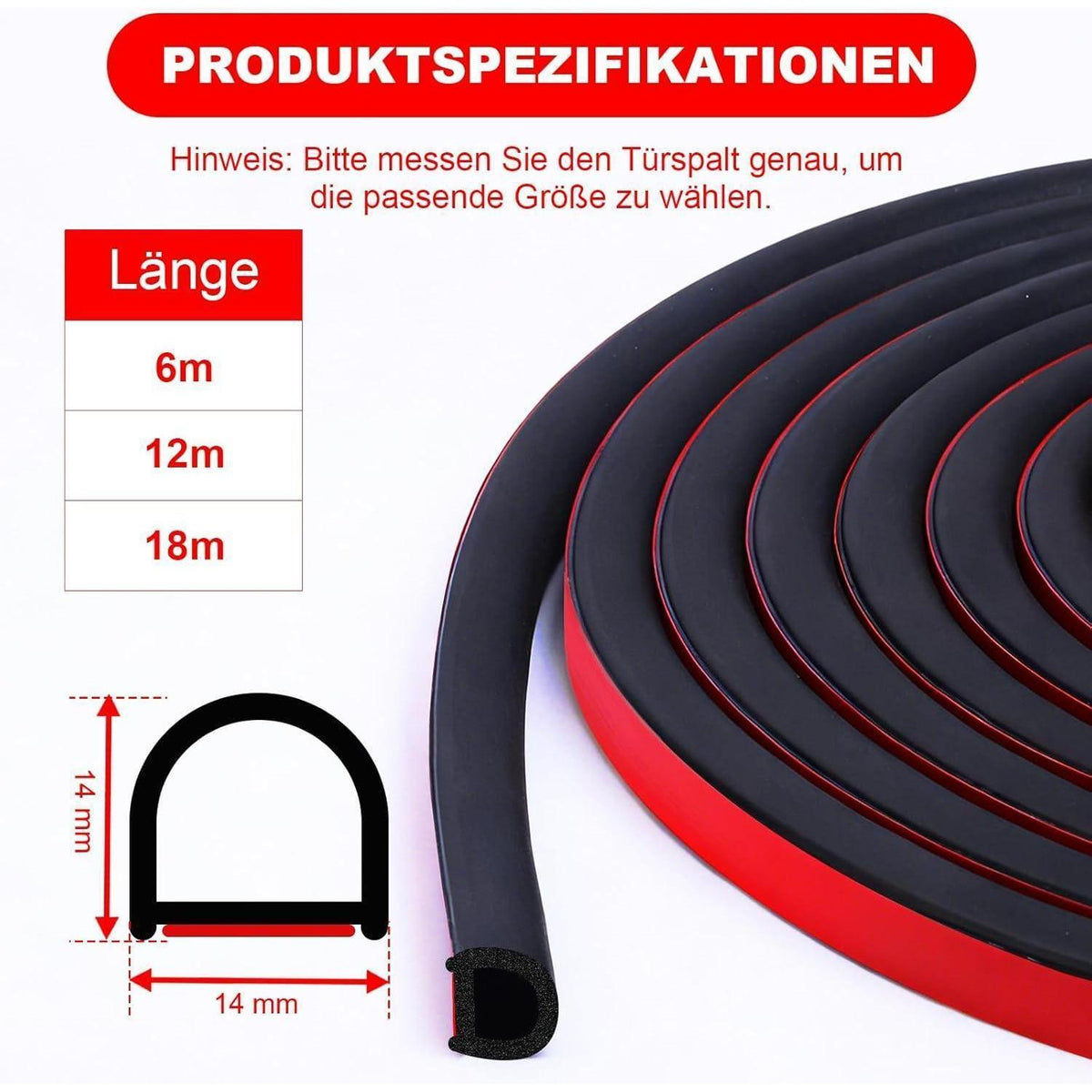 Autotür Dichtung Gummi D-Form 6m – Kantenschutz & Schallschutz