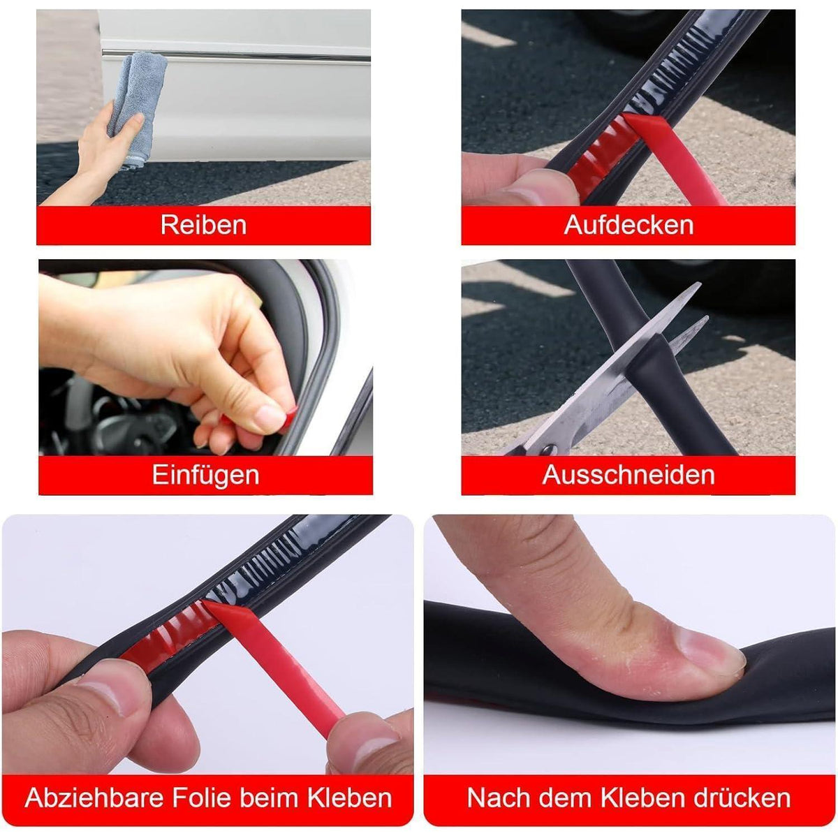 Autotür Dichtung Gummi D-Form 6m – Kantenschutz & Schallschutz