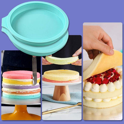 Silikon Runde Kuchenform Set 4 Stück Antihaft 6 Zoll